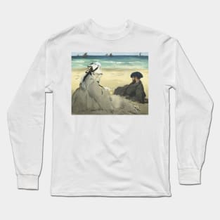 On the Beach by Edouard Manet Long Sleeve T-Shirt